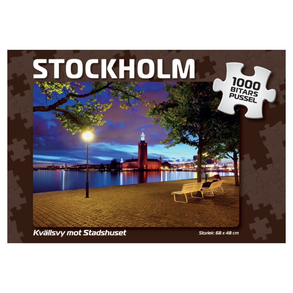 Palapeli: Stockholm Kvällsvy mot Stadshuset 1000 Palaa