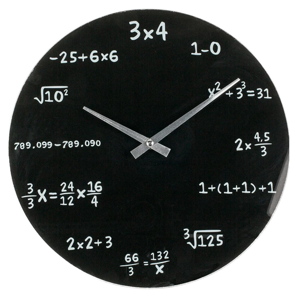 Seinäkello – Matematiikka, mustaa lasia
