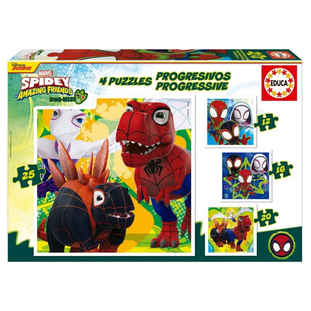 Educa Progressiivinen: Marvel Spidey and his Amazing Friends Dino-Webs 12-25 Palaa