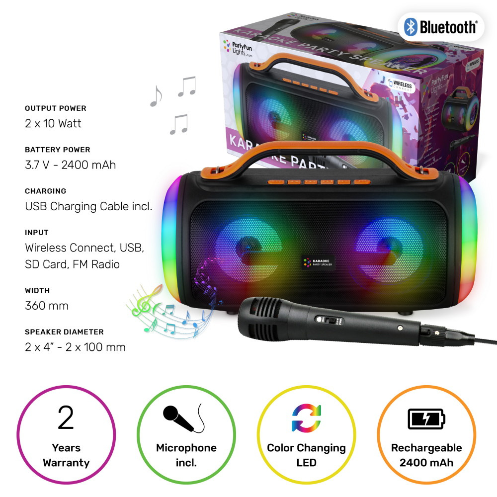 PFL Karaoke Party Speaker Musta Ja Oranssi