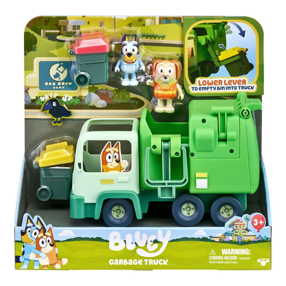 Bluey, garbage truck with figures
