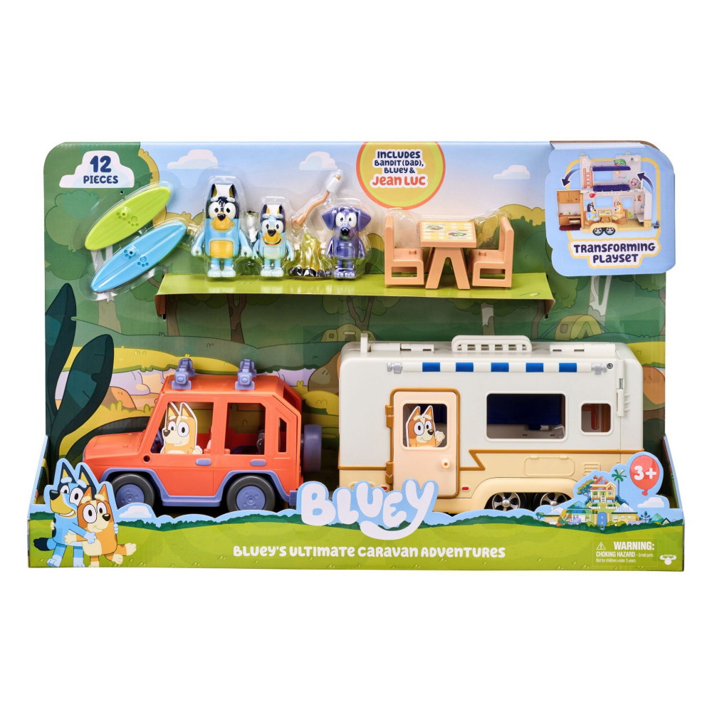 Bluey camping playset with 4WD and caravan