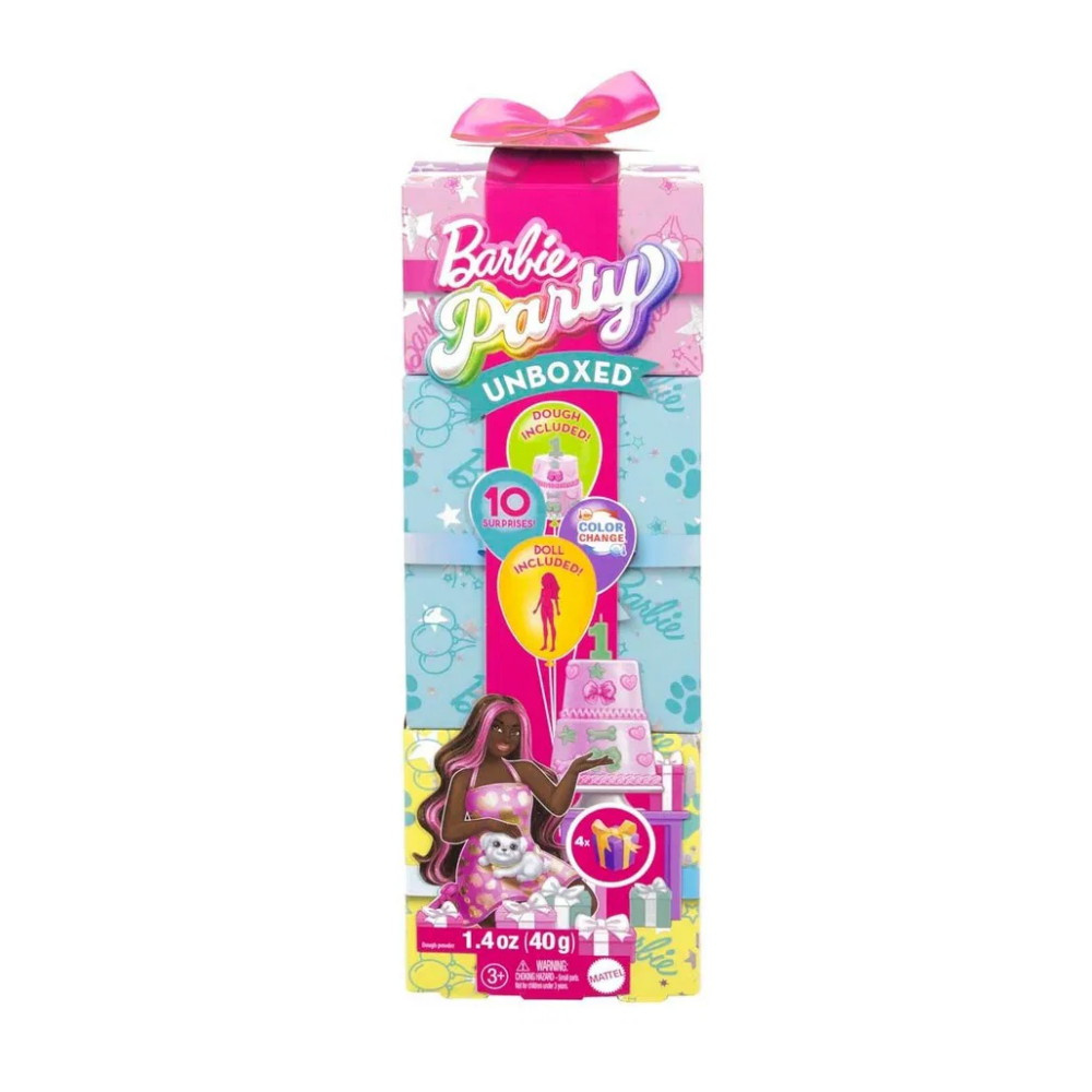 Barbie - Party Unboxed Tumma brunette-nukke