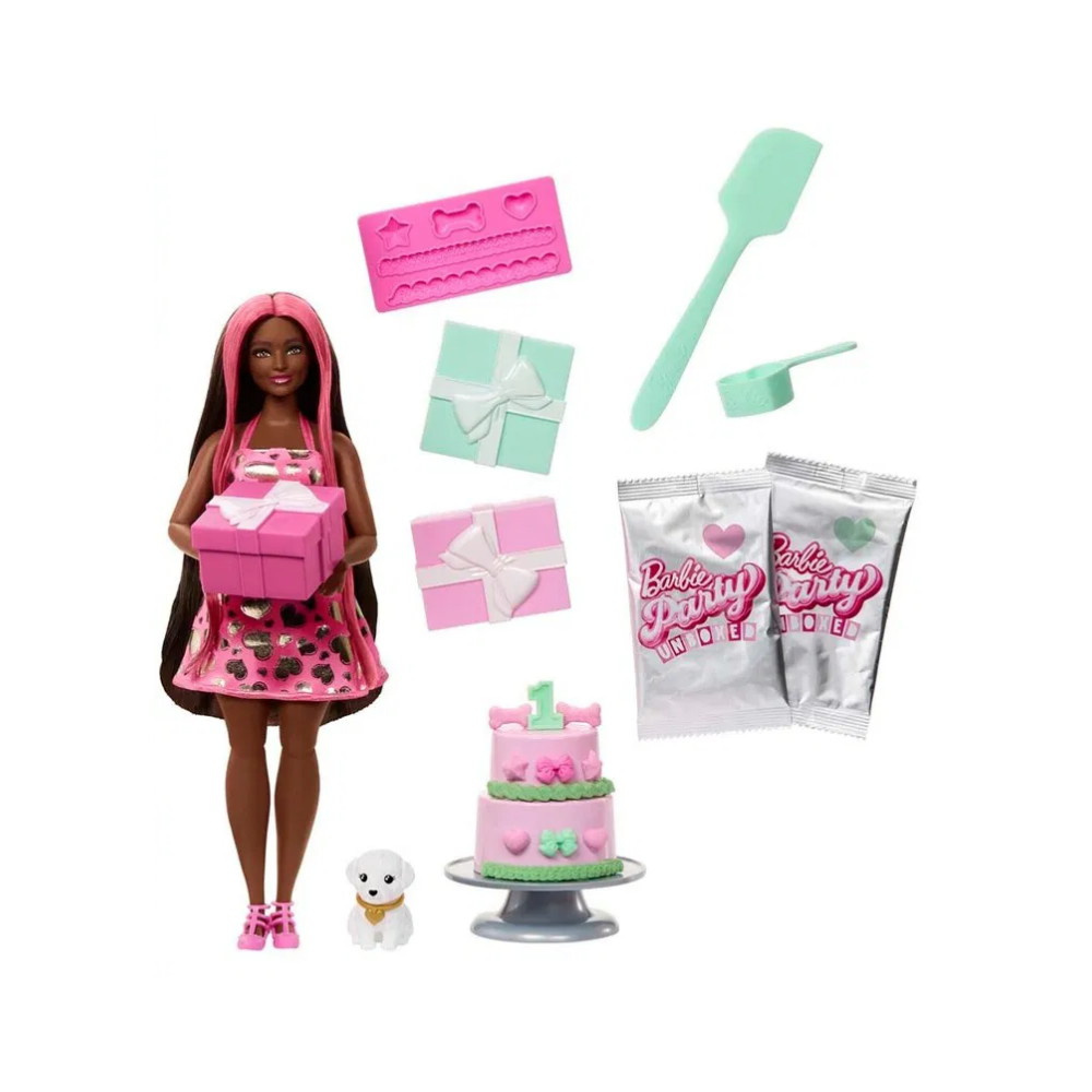 Barbie - Party Unboxed Tumma brunette-nukke