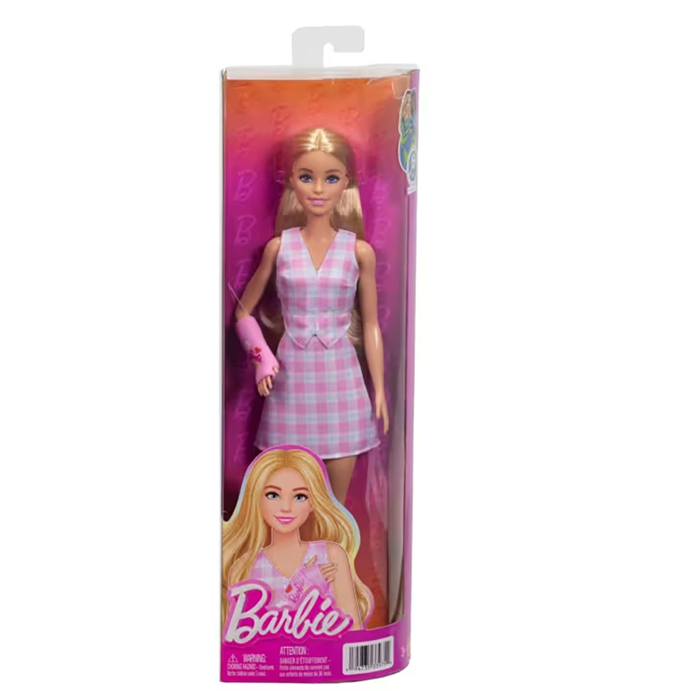Barbie Fashionista Doll Pink Plaid Blonde with Cast