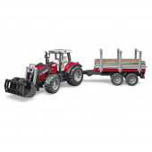 Bruder Massey Ferguson 7480 with frontloader and timber trailer