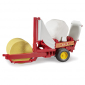 Bruder Round bale wrapper with an ocher and white round bale