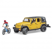 Bruder Jeep Wrangler Rubicon Unlimited with 1 mountain bike and cyclist