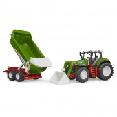 Bruder Roadmax traktori etukuormaimella ja perävaunulla Bruder Roadmax traktori etukuormaimella ja perävaunulla