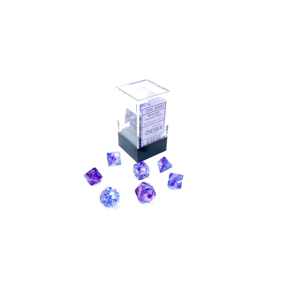 Dice Set 7 Mini Nebula Nocturnal/Blue Luminary