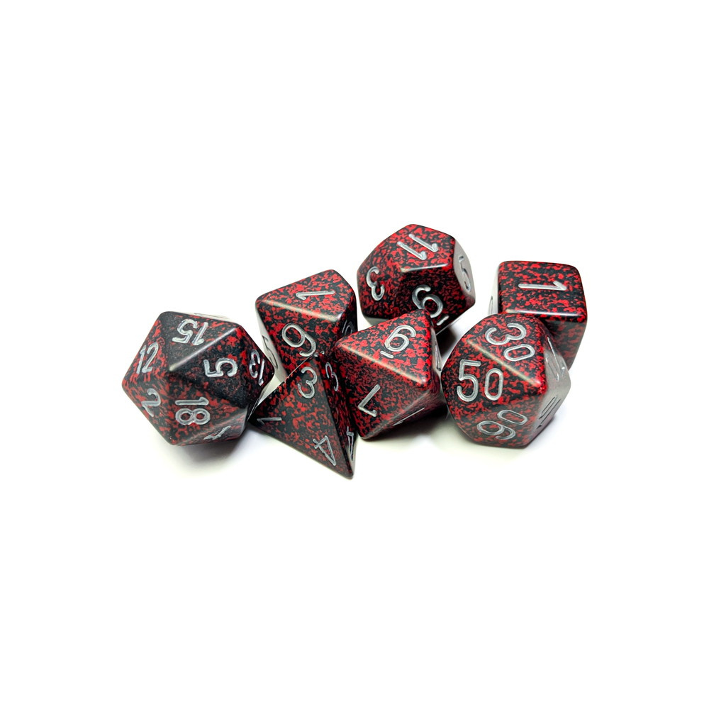 Dice Set 7 Speckled Silver Volcano