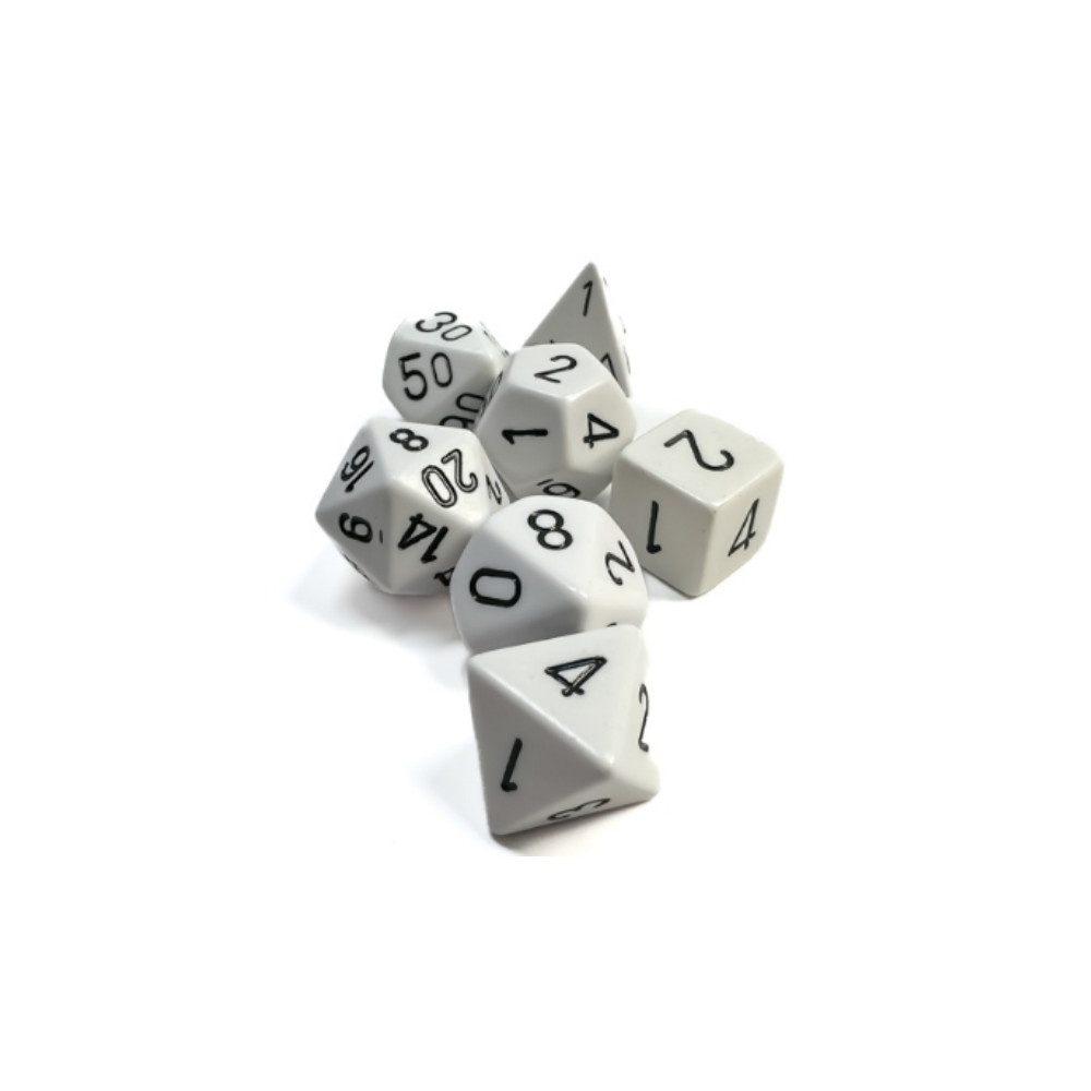 Dice Set 7 Opaque White/Black