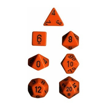 Dice Set 7 Opaque Orange/Black
