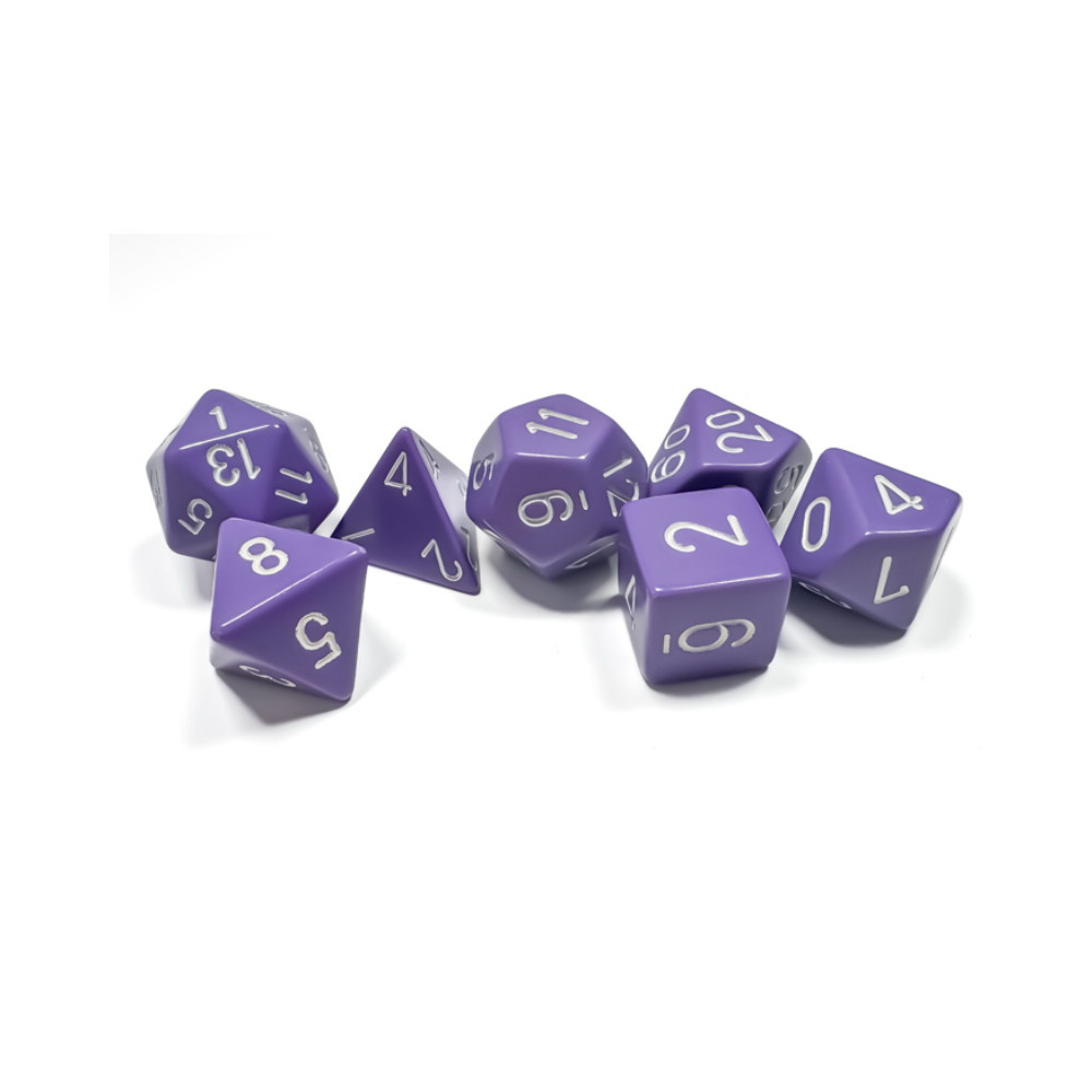 Dice Set 7 Opaque Purple/White