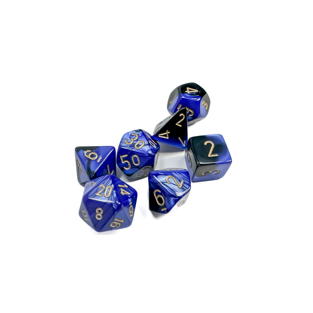 Dice Set 7 Gemini Black-Blue/Gold