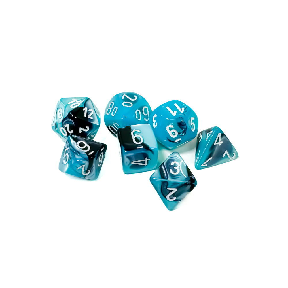 Dice Set 7 Gemini Black-Shell/White