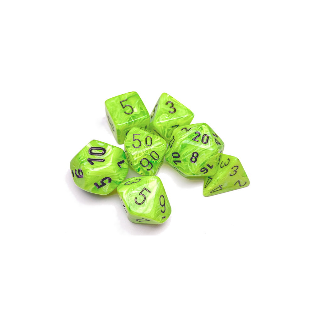 Dice Set 7 Vortex Bright Green/Black
