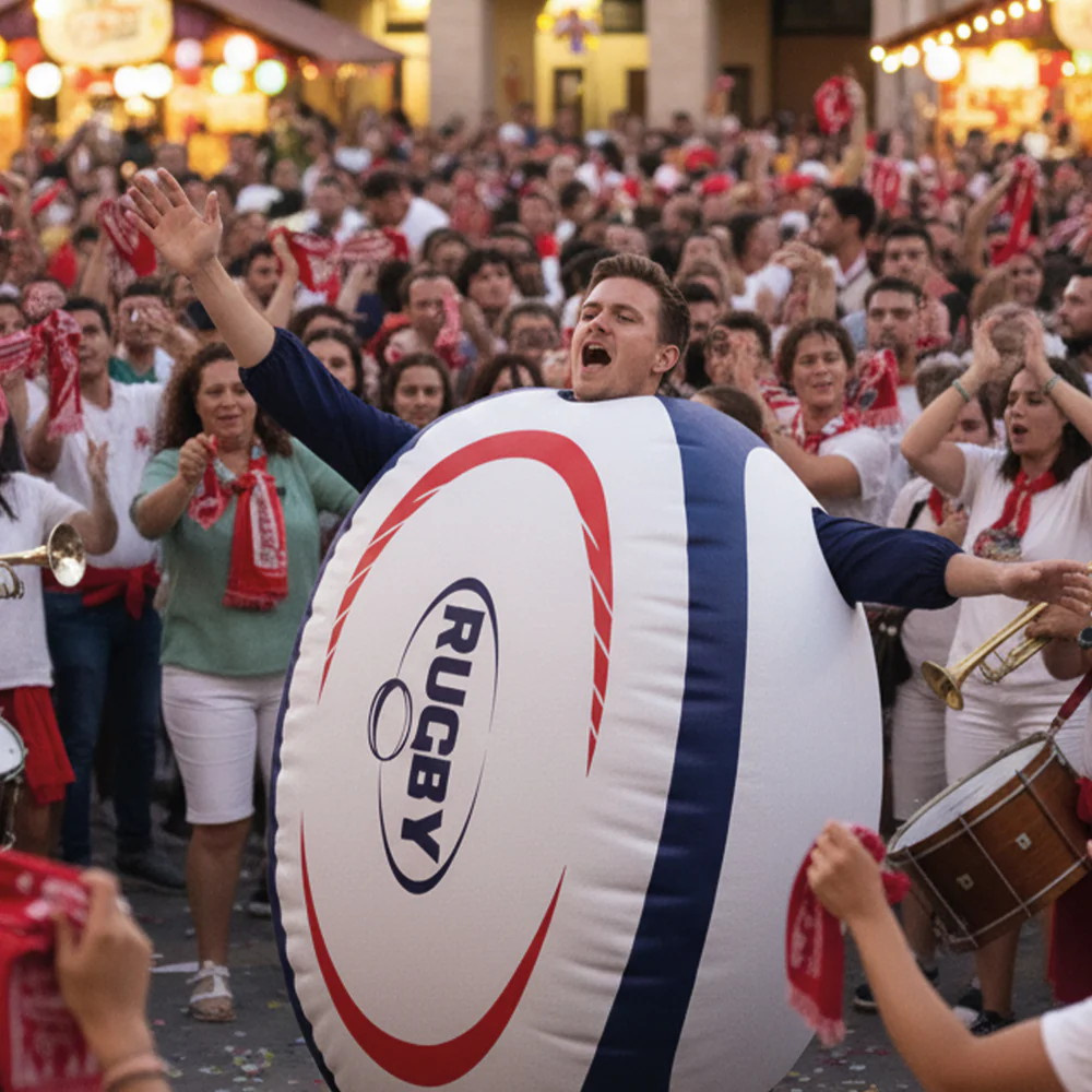 Ilmatäytteinen Naamiaisasu Rugby-pallo