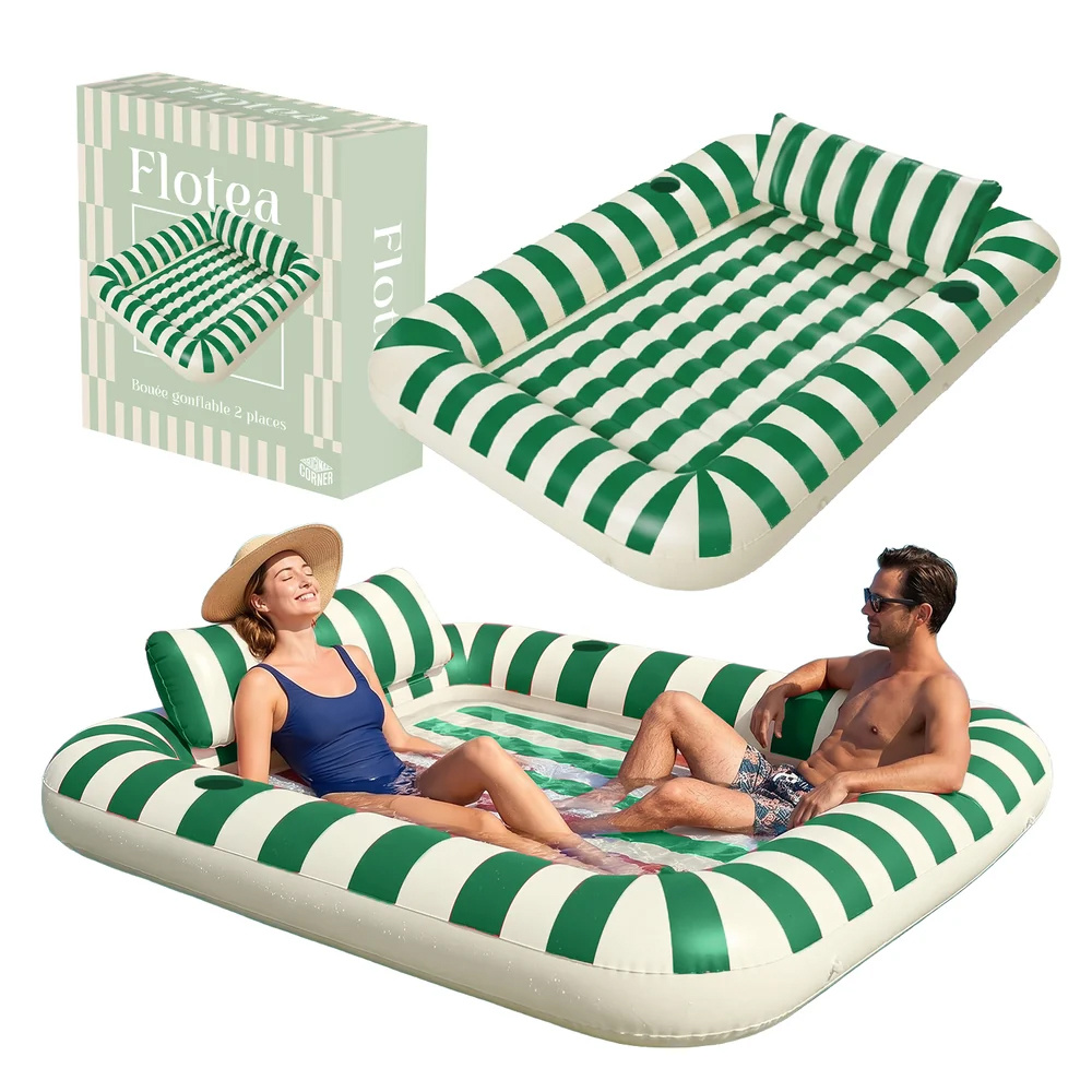 Flotea® XXL Pool Mattress – Beige and Green