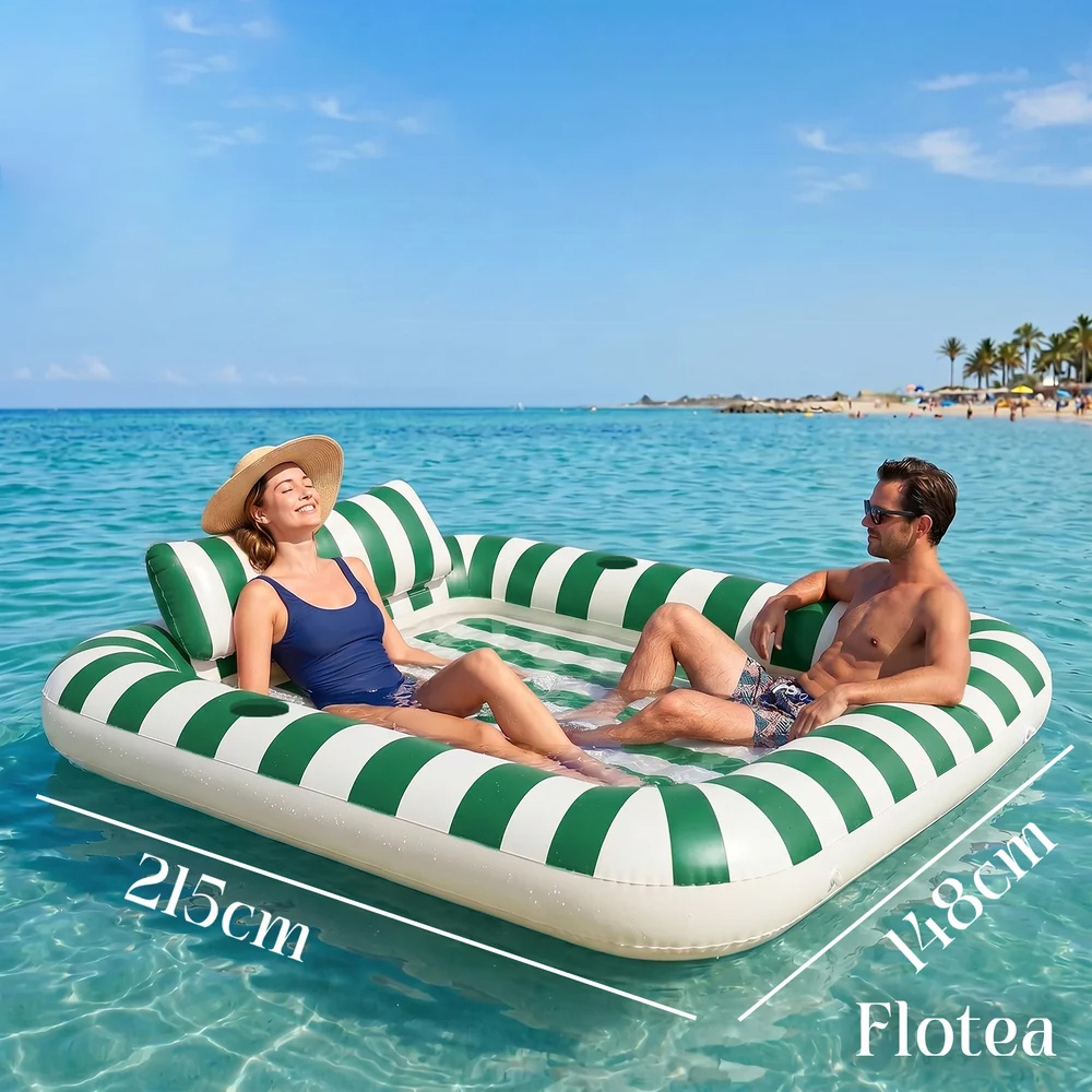 Flotea® XXL Pool Mattress – Beige and Green