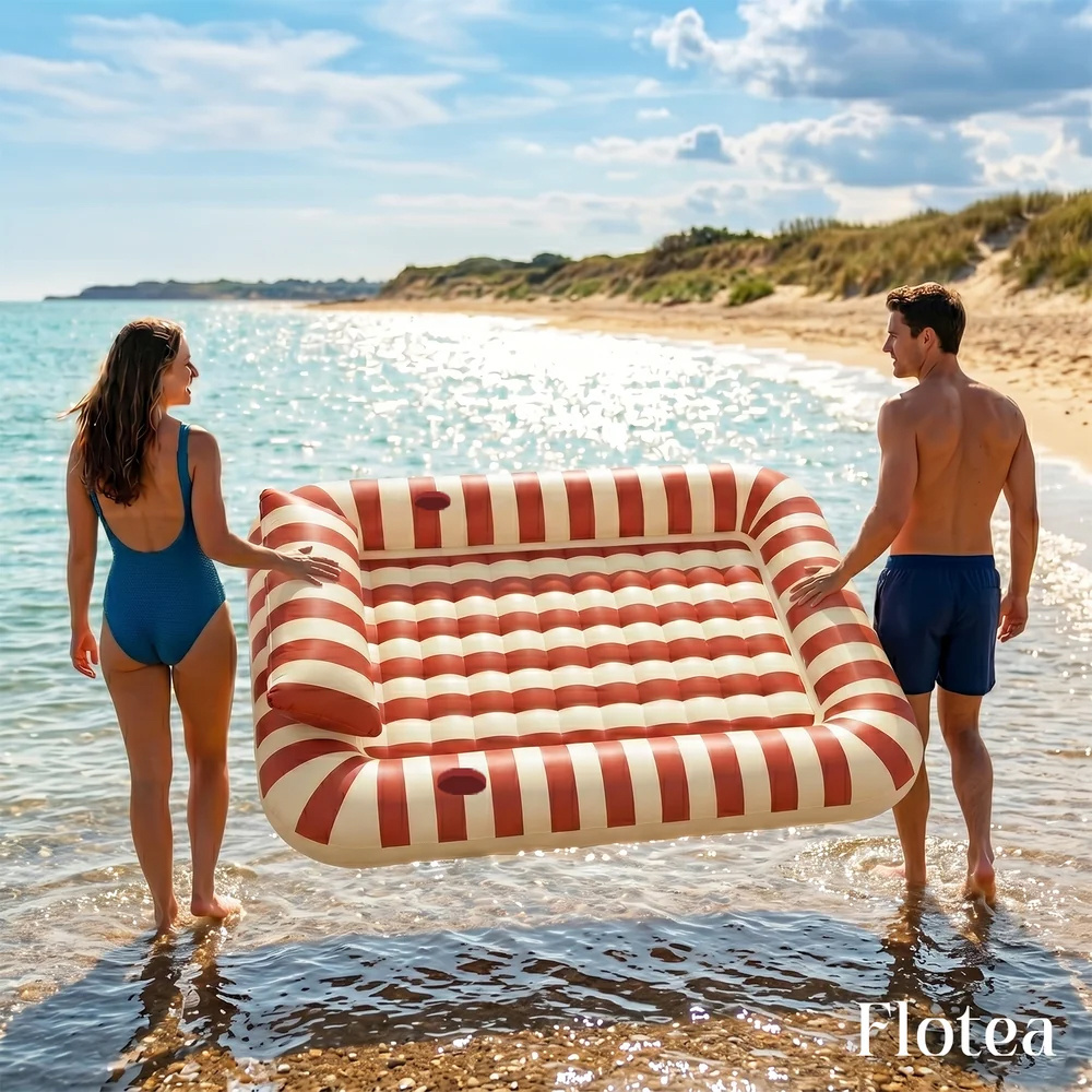 Flotea® XXL Pool Mattress – Beige and Terracotta