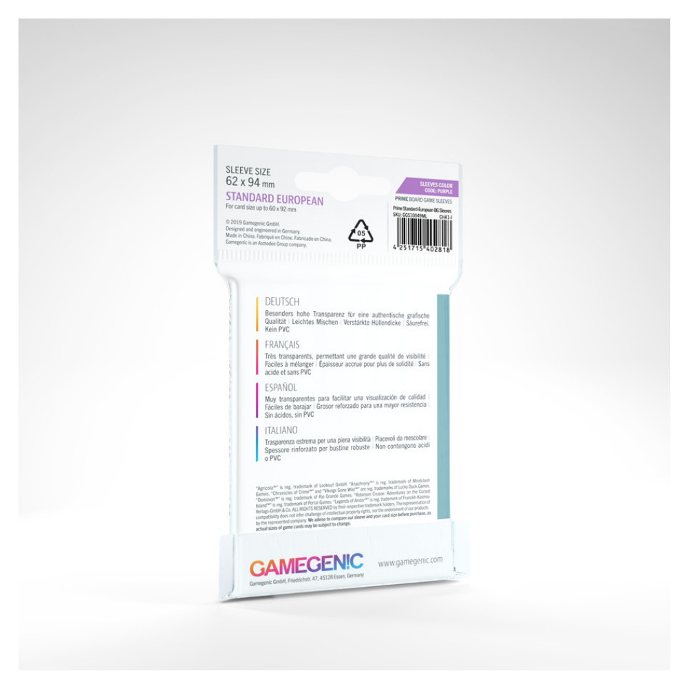 GameGenic Prime Sleeves Clear 60 x 92 mm