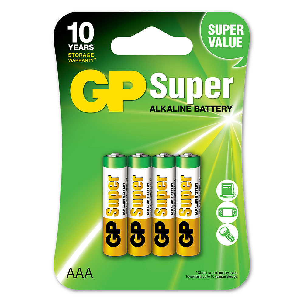 GP Super Alkaline AAA-battery, 24A/LR03, 4-pc