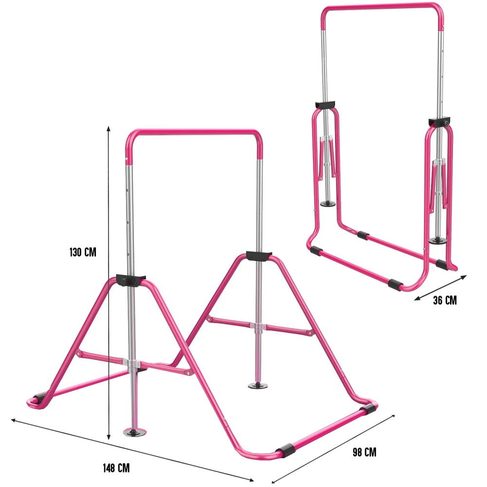 Kokoontaitettava Voimistelutanko Lapsille, Vaaleanpunainen