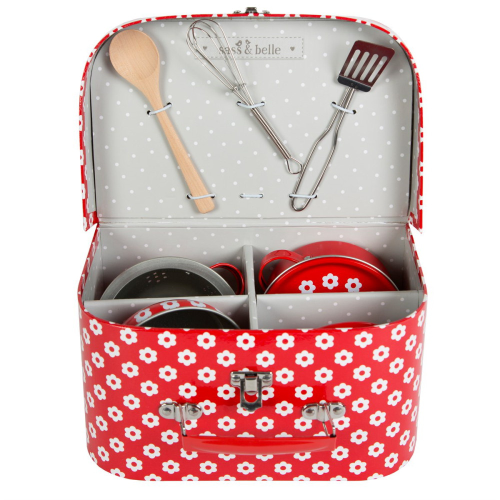 Kids Kitchen Cooking Set - Sass & Belle Red Daisies