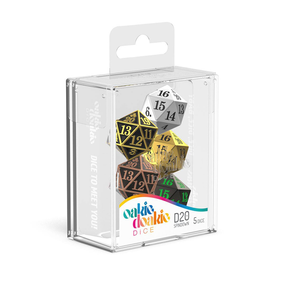 Oakie Doakie Dice D20 Spindown Dice Set - Metal 5 pack