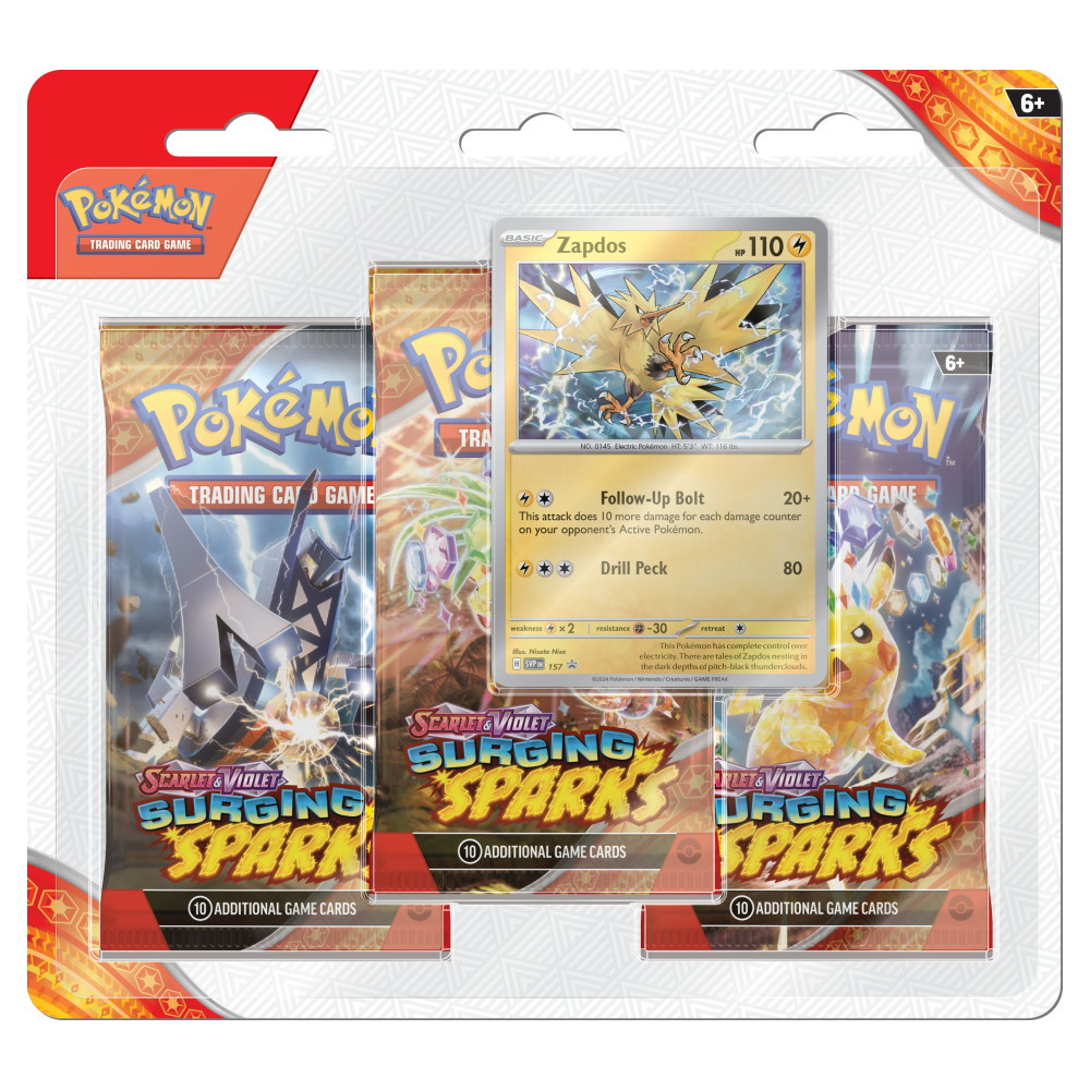 Pokémon TCG: Surging Sparks Boosters 3-Pack Zapdos