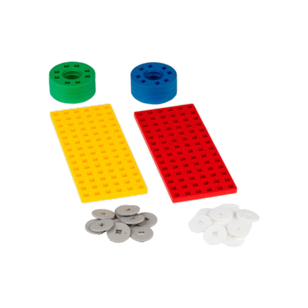 Plus-Plus - Rakennuslevyt ja pyörät - Punainen & Keltainen