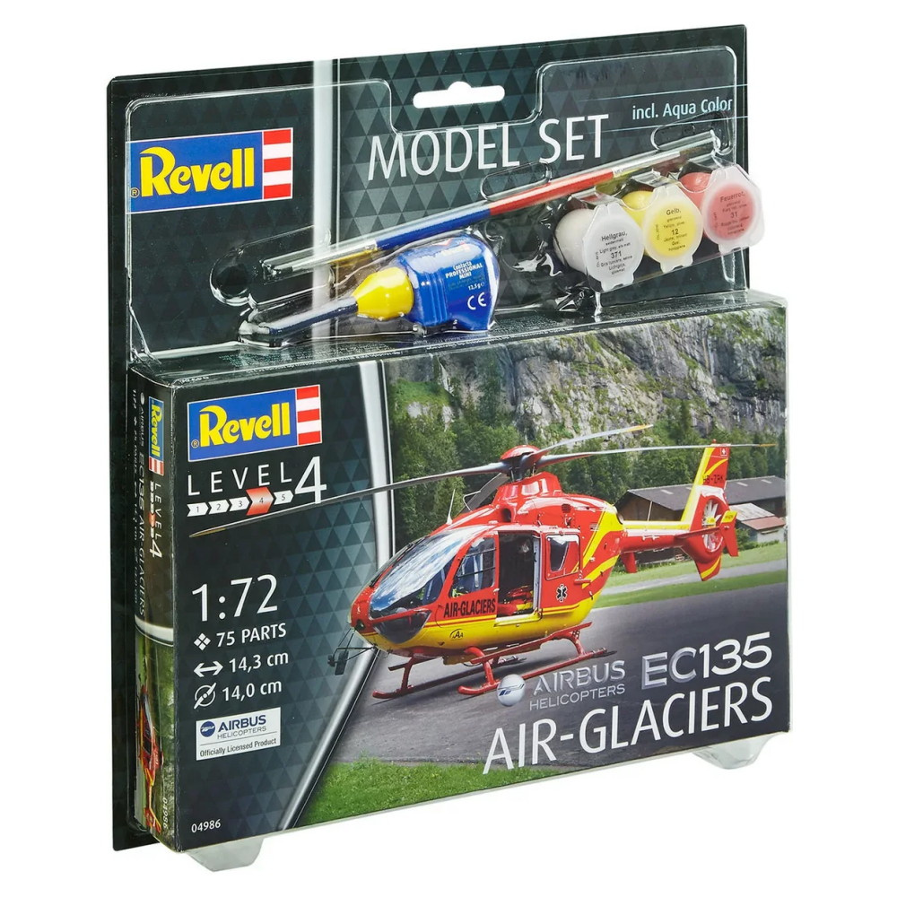 Revell Model Set - Airbus Helicopters EC135 Air-Glaciers 1:72 - 75 Pcs