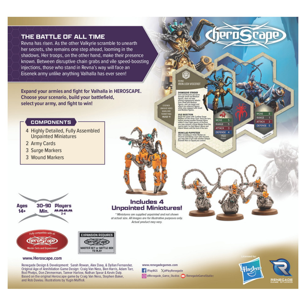 Heroscape: Revna's Rebuke: Iron Lich Viscerot and Necrotech Wraithriders Army Expansion