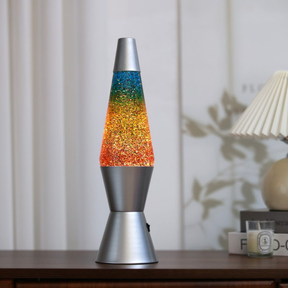 iTotal Lava Lamp - Silver/Rainbowglitter